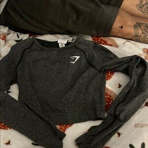 Gymshark Charcoal Long Sleeve Cropped Top